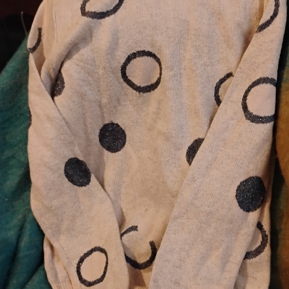 Miracle Cream and Black Circle Pattern Sweater